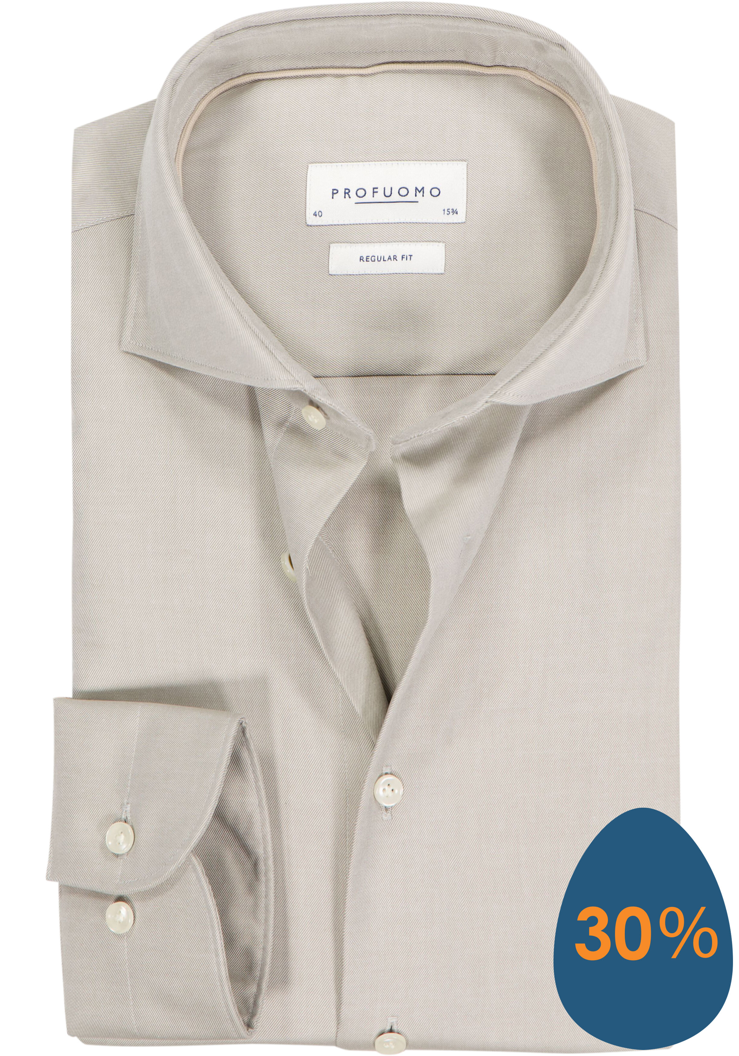 Profuomo regular fit heren overhemd, twill, beige